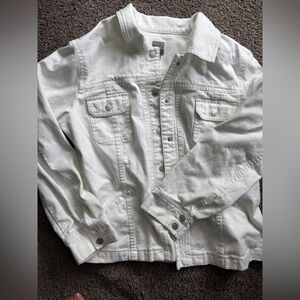 J. Jill white Denim Jacket with stretch and snap closures